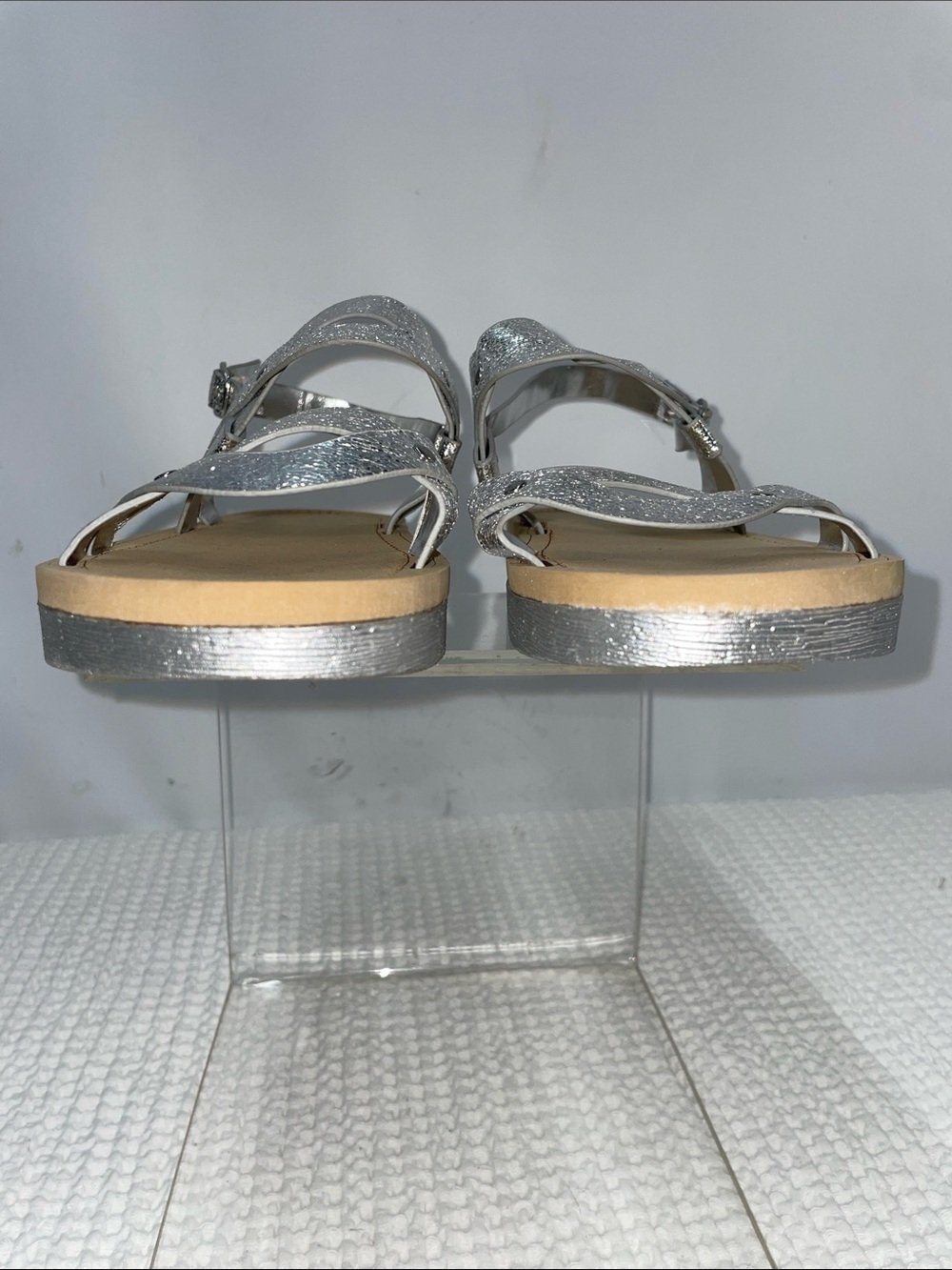 BAMBOO SILVER STRAPPED SANDALS FTL-05-116 - Picture 3 of 8